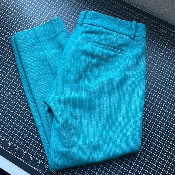 J. Crew Factory Aqua Herringbone City Fit Skimmer Pants 4 Small - Picture 1 of 6